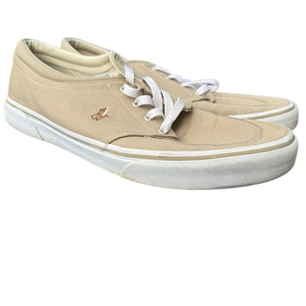 Polo Ralph Lauren Faxon X Sneakers Men’s 12 Tan Canvas Casual Low-Top Preppy
